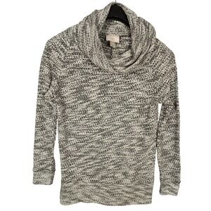 LOFT Womens Cowl‎ Neck Sweater Black White Marled Knit Long Sleeve Size S
